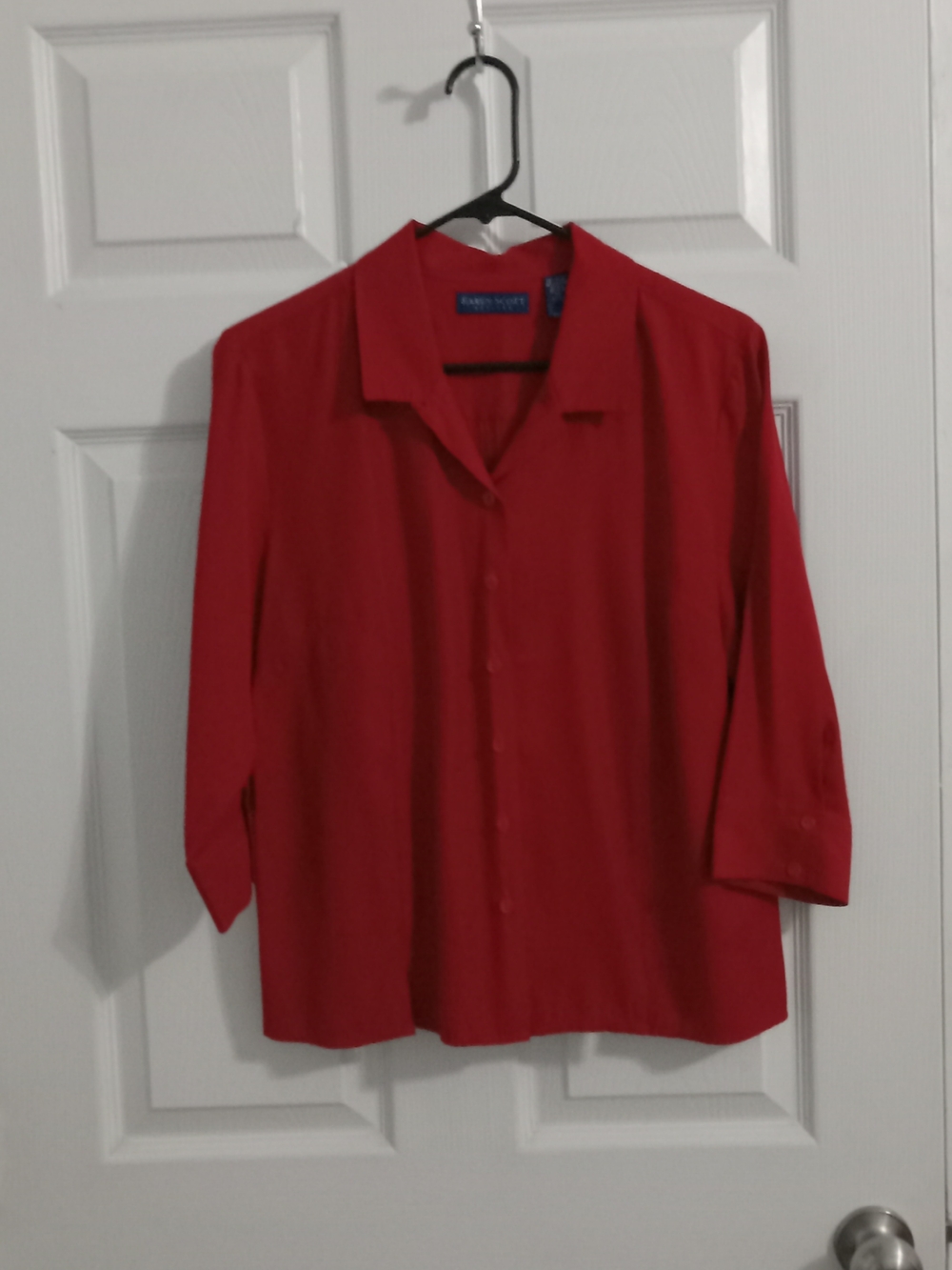 Karen Scott Red Button-Up Blouse